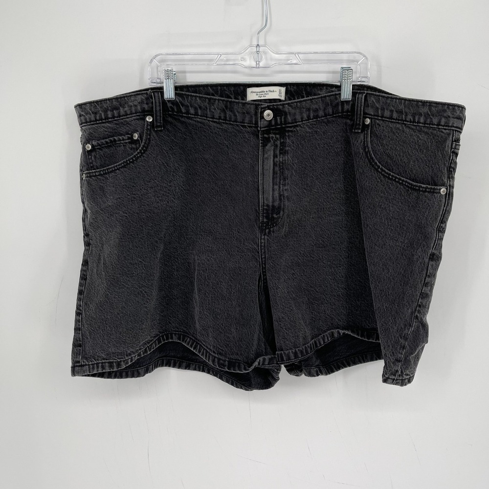 Abercrombie & Fitch Women's Black High Rise Loose Denim Jean Shorts Plus Size 24